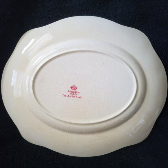 Vtg Johnson Brothers Old Britain Castles 12" Pink Transferware Platter - Picture 5 of 5